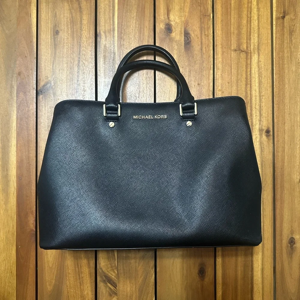 Michael Kors Large Black Saffiano Leather Satchel Bag